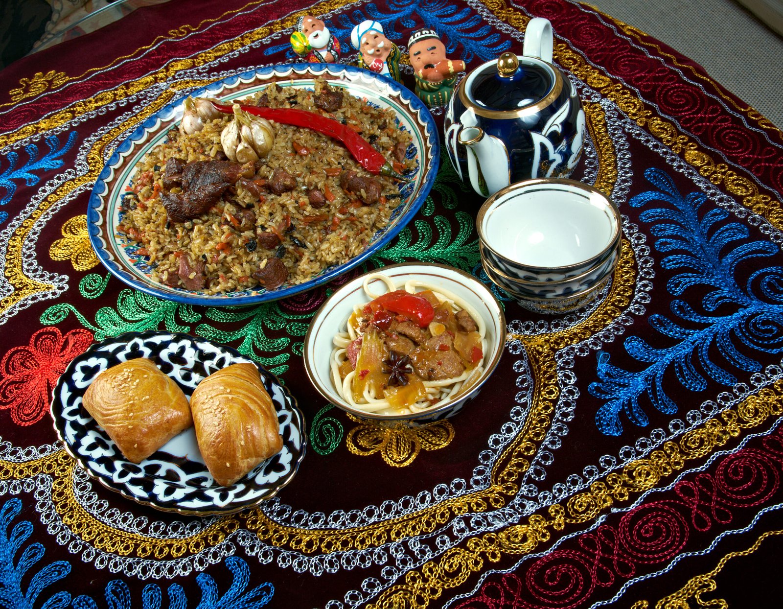 food set central asian cuisine